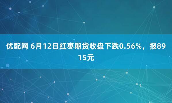 优配网 6月12日红枣期货收盘下跌0.56%，报8915元